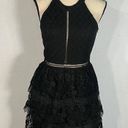 Heartloom  Black Victoria Ruffle Lace Halter Mini Dress Women's Size Small NWT Photo 2