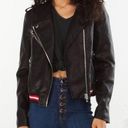 BLANK NYC  Racing Stripe Faux Leather Bomber Jacket Photo 0