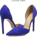 L.A.M.B. Faith Royal Blue Suede Criss Cross Stiletto Pumps - 9.5 Photo 0