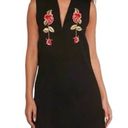 Pretty Little Thing New  Embroidered Floral Choker Neck Shift Dress Black Size 4 Photo 0