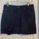 Amuse Society  black destroyed denim mini skirt with raw hem Photo 0