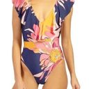 Trina Turk Breeze Ruffle Plunge One Piece Swimsuit Size 14 Photo 0