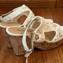 American Eagle  NWT Lace Crochet Canvas Cork Wedge Heeled Platform Sandals Photo 2