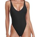 Relleciga NEW  Black One Piece Thong Swimsuit Small Photo 0