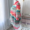 Chico's Chico’s Watercolor Striped 3/4 Tie-Sleeve Button Down Chiffon Shirt Size 3 XL Photo 2