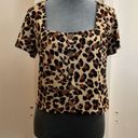 Self Esteem NWOT LEOPARD ANIMAL PRINT BUTTON FRONT SEMI CROP TOP 🩷 Photo 1