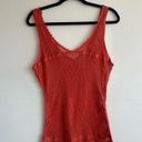 Free People  M Orange Beachy Boho Floral Crochet Knit Sheer Top Photo 2