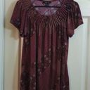 Style & Co Women's  Maroon Cream Blouse Size Medium EUC #0849 Photo 1