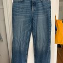 ZARA High Rise Straight Leg Jeans Navy Blue Photo 3