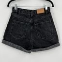 ZARA  High Rise Cuffed Jean Shorts High Waisted Black Acid Stone Wash Zip Size 2 Photo 1