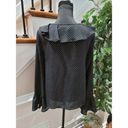 fab'rik  Women's Black 100% Polyester Long Sleeve V-Neck Blouse Size Large Photo 6