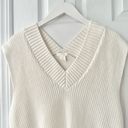 H&M  Ivory White Oversized V Neck Relaxed High Slow Split Hem Sweater Vest Small Photo 4