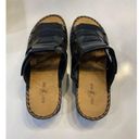 Duck head  Donna Black Leather Slip on Sandals Women's Size 9 Wide NEW Photo 2