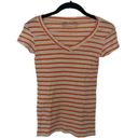 Poof ! SZ S white, orange and yellow striped t-shirt Photo 1