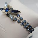 Vintage Blue  & Silver Rhinestone Flower Bracelet Photo 2