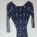 Renee C . Paisley Knee Length Celene Knit Dress Navy Blue XS extra-small Photo 6