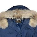 Eddie Bauer Vintage  Womens Coyote Fur Trim Down Parka Trench Coat Blue Small Photo 2