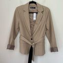 New York & Co. NWT Blazer Jacket Tan Beige Lined Printed Cuff 7th Avenue ~ Size 8 Photo 0