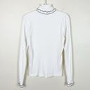 J.Crew  White and Black Long Sleeve Contrast Trim Ribbed Turtleneck Layering Tee Photo 5