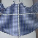 Abound  Gingham Cold Shoulder Blouse Size M Photo 99