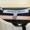 Collective Concepts  | White & Black V-Neck Flowy Tank Top Size Large Photo 2