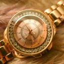 American Vintage Rose Gold Crystal Quartz Chunky Link Watch Photo 5