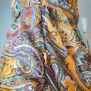 Anthropologie , New, Orange Paisley Boho Tie Up Tassel Ruched Mini Dress, Size 8 Photo 7