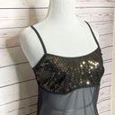 Victoria's Secret Victoria’s Secret Gold Sequin & Sheer Black Mesh Lingerie Chemise Size Small Photo 4