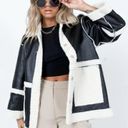 Princess Polly Lexie Black & White Faux Leather Shearling Oversized Jacket L/XL Photo 1