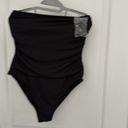 Shade & Shore Black One Piece Swimsuit with side Ruching and Optional Straps Photo 1