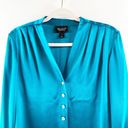 St. John  Couture Button Down Long Sleeve Silky Blouse Shirt Teal Blue 6 Photo 3