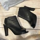 Stuart Weitzman Black Open Toe Leather High Heel Block Bootie Size 38.5 Photo 2