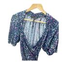 BCBGMAXAZRIA  Blu Grey Purple Animal Print Short Sleeve Blouse Top XS Cold Should Photo 2