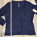 st. john's bay NWT  Women’s Henley Top Long Sleeve Shirt Navy Size Petite XXL Photo 5