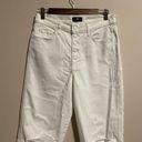 7 For All Mankind  High Waist Cropped White Straight Button Fly Jean Size 28 Photo 5