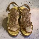 Kate Spade  Beachy Gold Metallic Braided Wedge Cork Heel Platform Sandal 7 M Photo 0