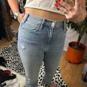 Mother High Waist Distressed Ankle Cropped Flare Jeans Light Wash Size 27 Photo 3