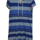 Talbots Shirt Dress Summer Cotton Knit Size Medium Blue Nautical Stripe Photo 9