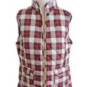 St. John’s Bay St Johns Bay Womens Plaid Vest Ivory Red Gold Puffer Quilted Size Medium Photo 0