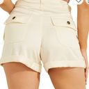 Guess  Iris Cuffed Cream White Multi High Waist Cargo Shorts NWT Photo 1