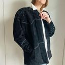 Vintage Suede Leather Jacket 90s Size Small Oversized black Embellsished Photo 11