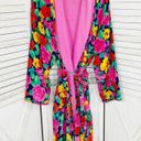 Victoria's Secret Victoria’s Secret Vintage Floral Satin Terrycloth Lined Robe Blue Pink One Size Photo 7