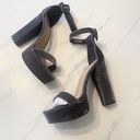 Bamboo Cute Gray velvet ankle straps platform sandals high heels Photo 0