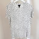 Who What Wear Cream and Black Polka Dot Linen Blend Short Sleeve Shirt Sz L Photo 0