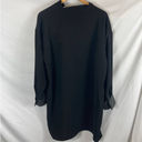 Vince  Faux Leather Long Sleeve Slit-Neck Dress Black Size XL Photo 5