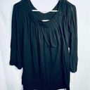 Fashion Bug  Black 3/4 Sleeve Pleated Blouse XL Photo 0