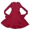 Esteban Cortazar Dress Womens Large Red Bell Sleeve Knit Stretch Mini Ribbed Photo 1