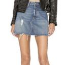 GRLFRND  The Eva Denim Mini Skirt Size 29 Button Fly Distressed Raw Hem NWT Photo 0