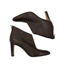 Manolo Blahnik  Brown Semi Pointed Toe Leather Heeled Ankle Booties Size 37 US 7 Photo 2