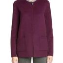 St. John  Double Face Cashmere Wool Blend Jacket Plum Snap Front Coat pockets Photo 14